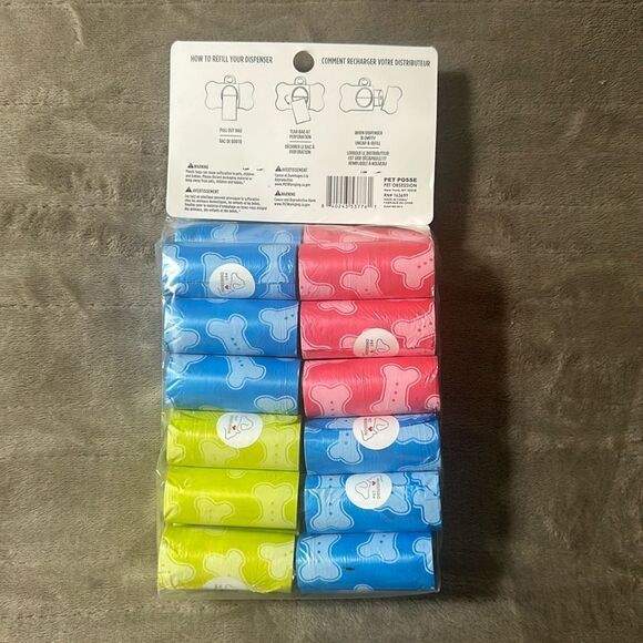 Pet Obsession 24 Rolls Pink Blue Pet Dispenser Refills Waste Bags 360 Total - Picture 3 of 5
